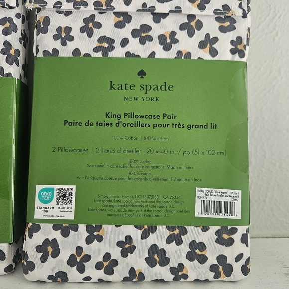 NWT Kate Spade Floral Leopard King Pillowcase Pair- Bundle Of 2 - Picture 4 of 4